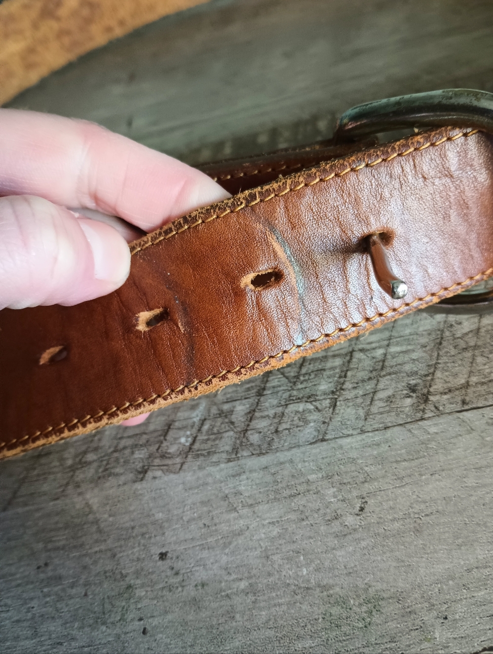 Vintage Hand Tooled Leather Belt OS Embossed Floral Western Cottage Equestrian - Picture 5 of 9